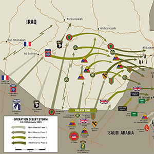 Map of Operation Desert Storm, Feb 24 to Feb. 28