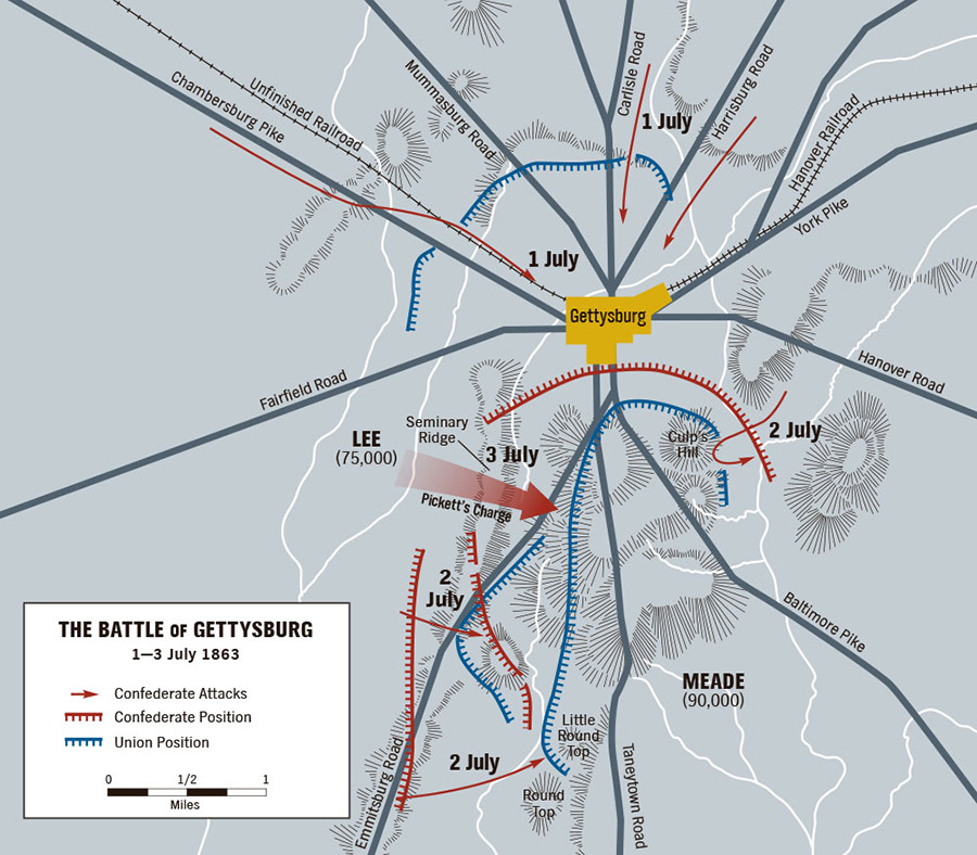 Map of the Battle of Gettysburg by Karen Carr