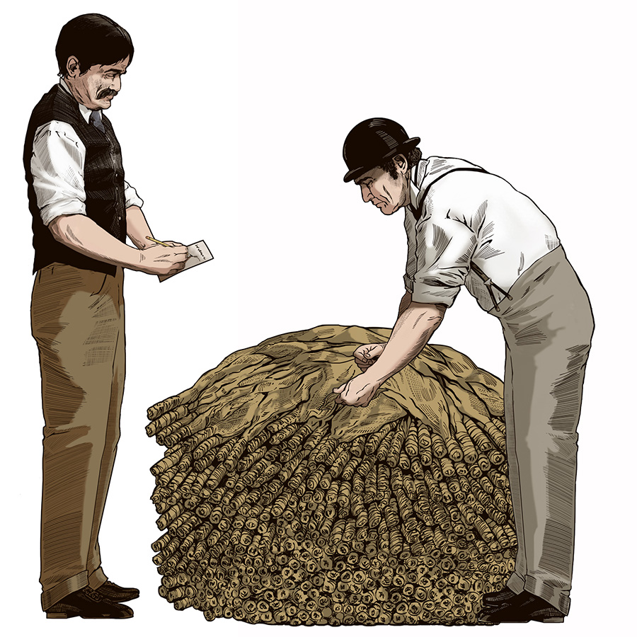 Tobacco Buyers and Tobacco  Bale by Karen Carr