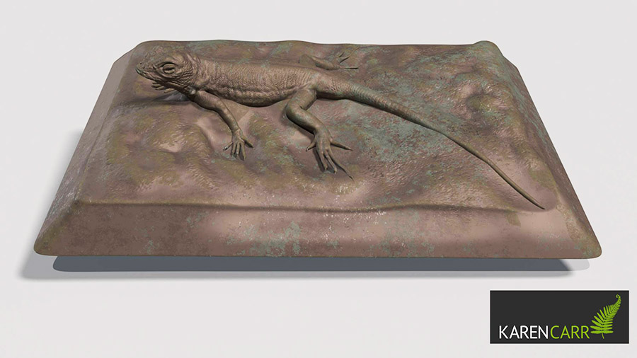 White Sands Earless Lizard, Sculpture by Karen Carr